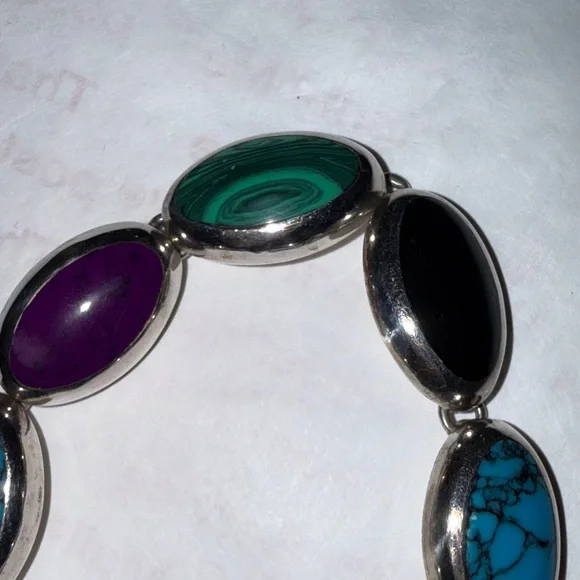 Elegant Silver and Turquoise Bracelet 925 - Picture 5 of 8